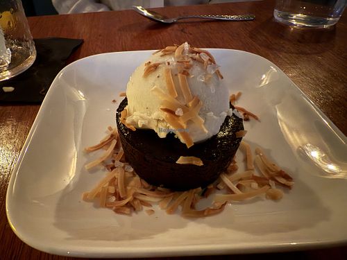 Chocolate Cake with ice cream and coconutt  at aíso in San Francisco