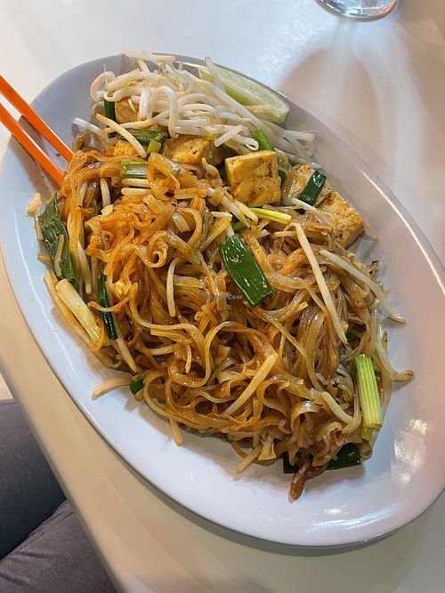 Vegan pad thai, soft tofu, 3***, no eggs no peanuts no fish sauce  at Sip Thai Zooom in Redmond