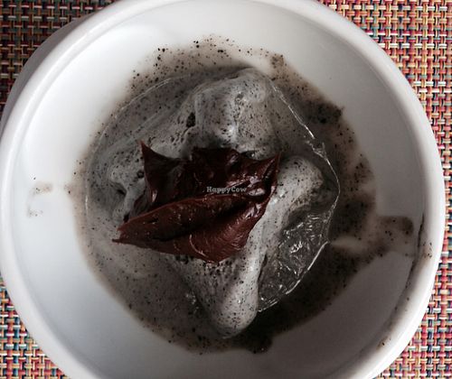 poppy seed ice-cream (vegan) with chocolate sauce  at Equinox Restaurant in Washington