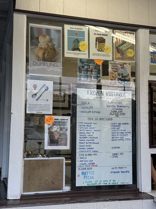 Menu  at Pav's Creamery in Akron