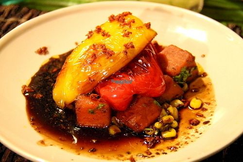 Vegetables with balsamic vinegar spicy sauce.  at Time for Lime in Koh Lanta