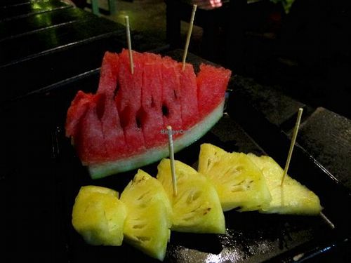 Vegan tasting menu: 6th course fruits at Time for Lime in Koh Lanta