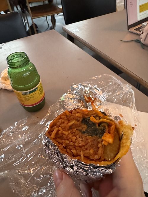 vegan efo riro and jollof lunch burrito   at The Flygerians - Peckham in South East London