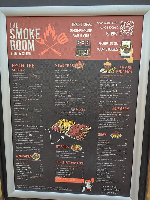Vegan options with a plant leave at The Smoke Room in Hull