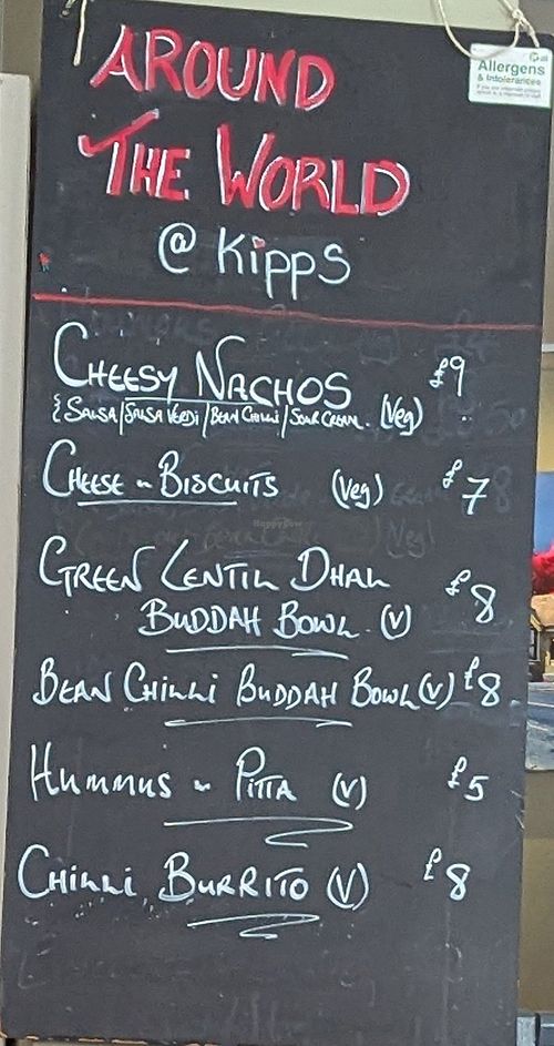 The current menu at Kipps' Alehouse in Folkestone