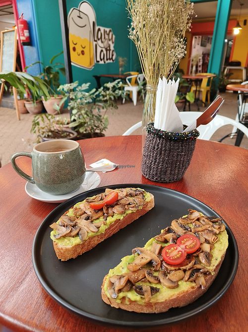 Avocado toast with Sautéed mushroom at Lava Latte in Nairobi