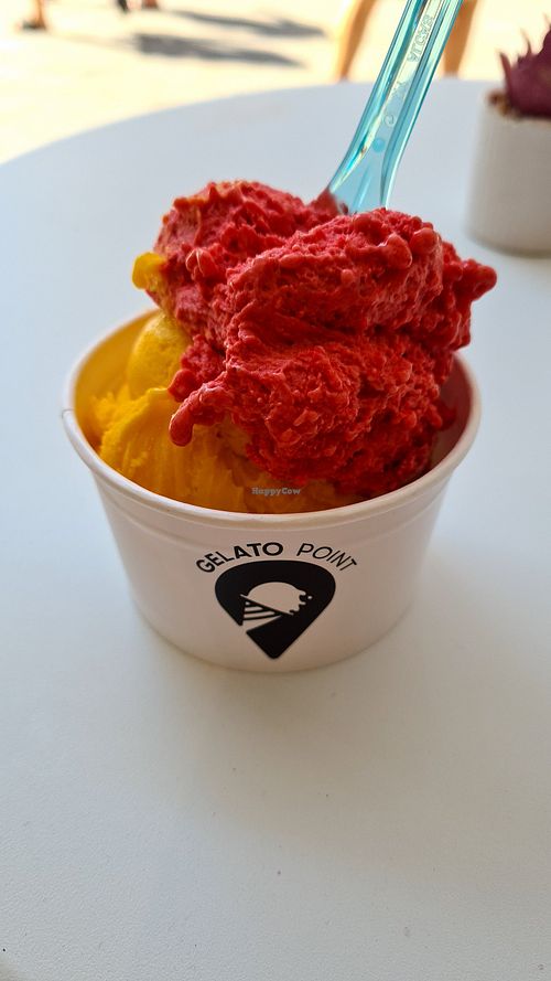 Mango and raspberry at Gelato Point in Bratislava