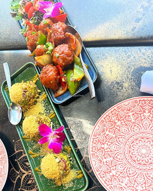 Avocado chaat, and gobi (cauliflower) Manchurian   at Mandala Indian Cuisine in Saratoga