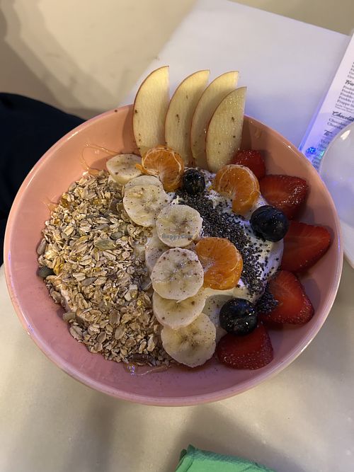 Greek yoghurt fruit bowl  at Syko Juice & Coffee bar in Sevilla