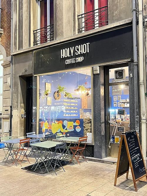 Vitrine at Holy Shot Coffee Shop in Reims