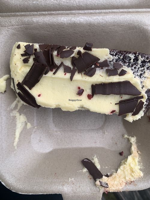 Red velvet cake (icing got a bit squashed)  at Chillingham Castle Tearoom in England