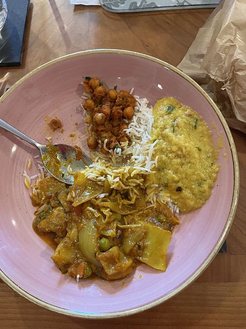 A selection on my plate (at home)  at Anisha Tandoori Rothbury in England