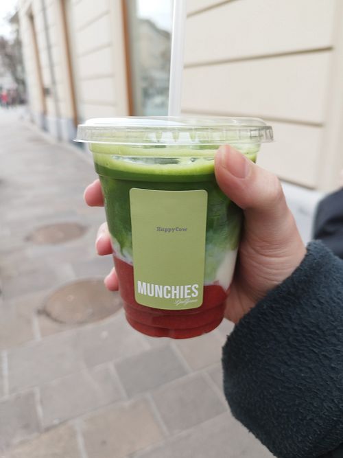 Strawberry Match with Coconut milk at MUNCHIES in Ljubljana