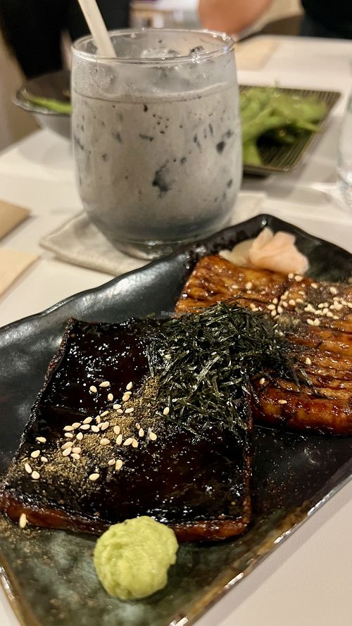 ”Eel” and black sesame drink  at Towzen - Sydney in Sydney