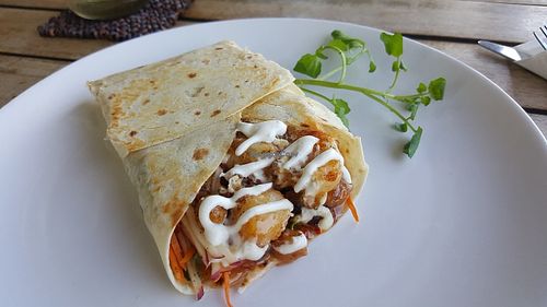 Chickpea, potato aioli wrap at Krush Juice Lounge in Apia