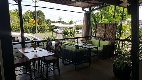 Outside seating area at Krush Juice Lounge in Apia