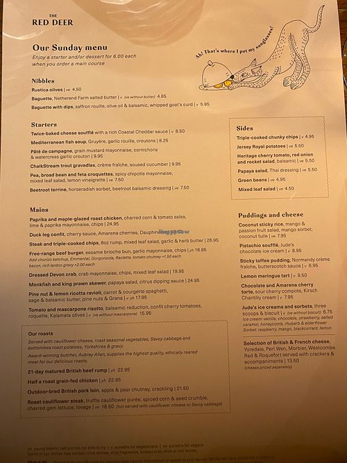 Menu, changes regularly.  at The Red Deer in Horsham