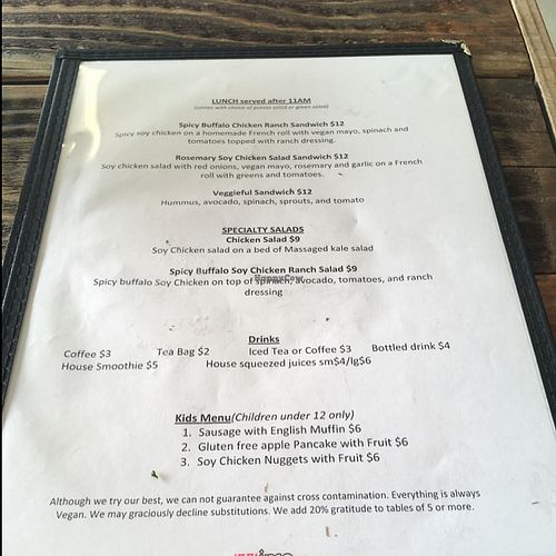 Additional options available after 11 AM for lunch as of March 2017 at Two Mammas Vegan Kitchen in Oakland