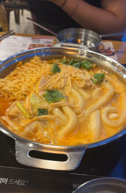 Self customized vegetarian tteokbokki dish, with rice cake, ramen, veggies and mushrooms    at dookki in Seoul
