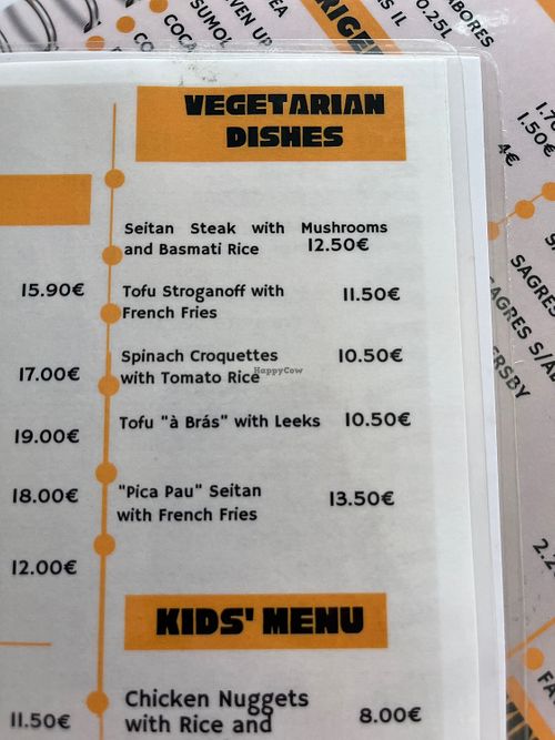 Menu with veggie dishes  at A Comida da Paulinha in Lisbon