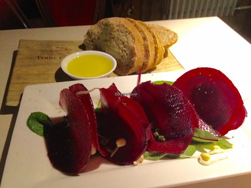 Beet ravioli at Vegan Restoran V in Tallinn