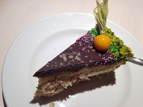 Chocolate peanut cake - way too sweet! at Vegan Restoran V in Tallinn