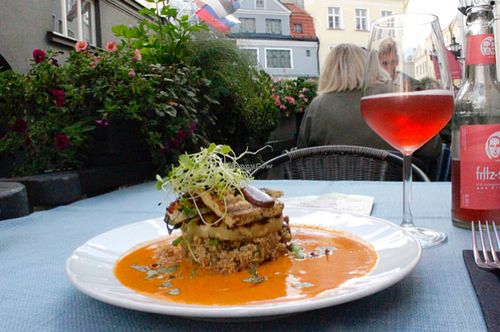 spicy peanut tofu  at Vegan Restoran V in Tallinn