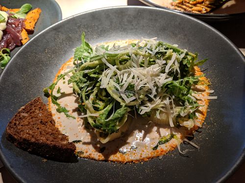 Stuffed pasta shells in white wine sauce at Vegan Restoran V in Tallinn