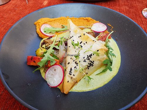 Mushroom pie and puree at Vegan Restoran V in Tallinn