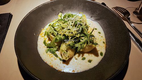 Pasta with pesto at Vegan Restoran V in Tallinn