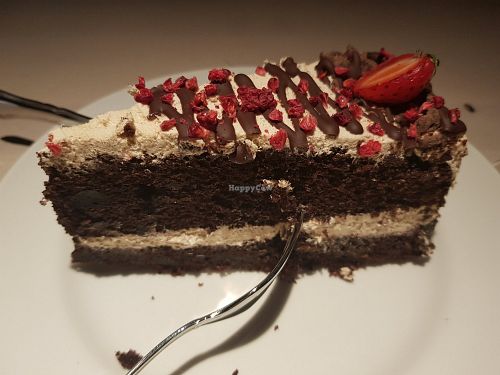 Cappuccino cake, remembers my childhood, so light, soft and moist!!! Simply perfect!!! at Vegan Restoran V in Tallinn