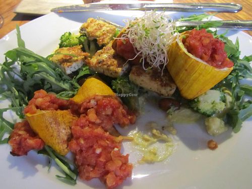 Lentil-stuffed zucchini at Vegan Restoran V in Tallinn