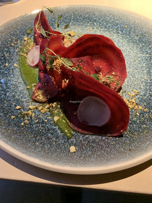 Beetroot ravioli  at Vegan Restoran V in Tallinn