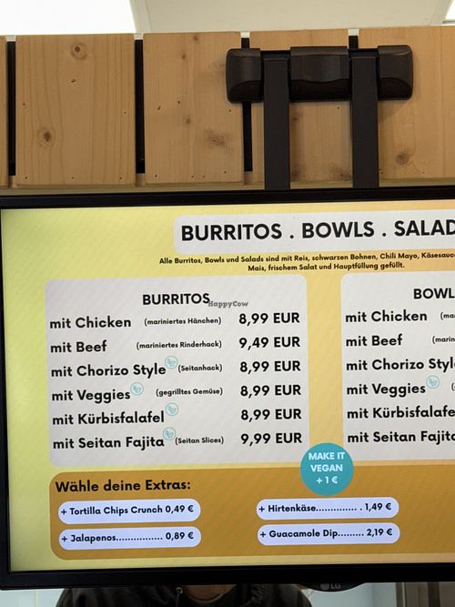 menu  at Burrito Company in Dresden