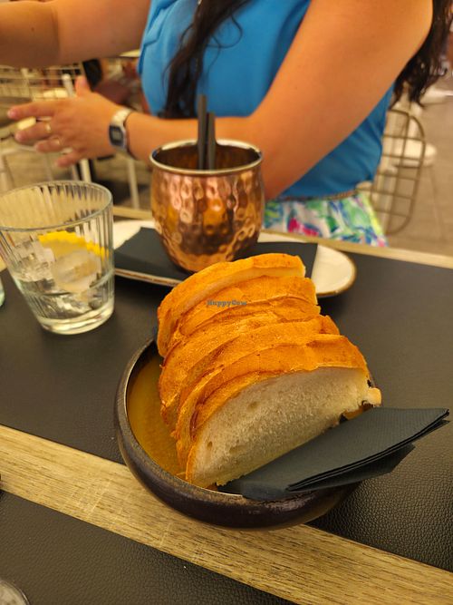 Chilled carrot soup in copper mug at La Bocca in Hvar