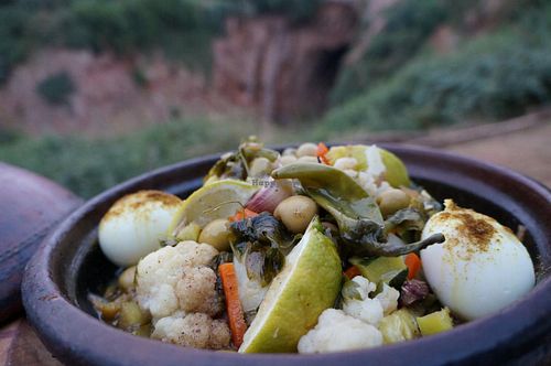 végétarian tagin at Afroux Cafe in Imi-n-ifri