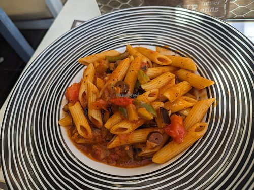 Pasta Mediterranean at Megkan Ice Cream in Santorini