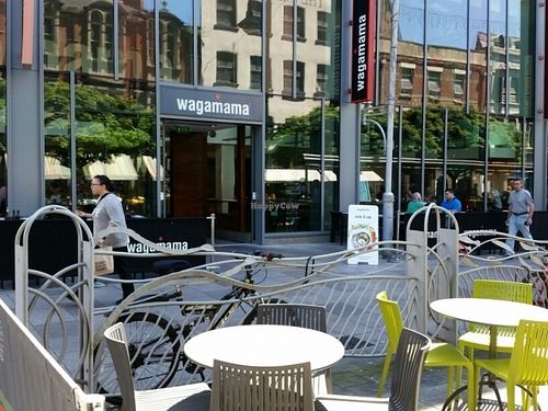 outside at Wagamama in Cardiff