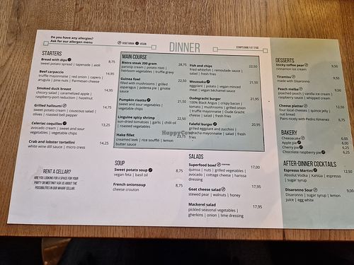 Dinner menu at Toque Toque Foodcafé  in Utrecht