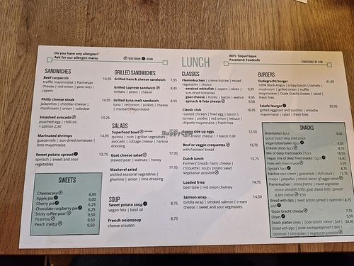 Lunch menu at Toque Toque Foodcafé  in Utrecht