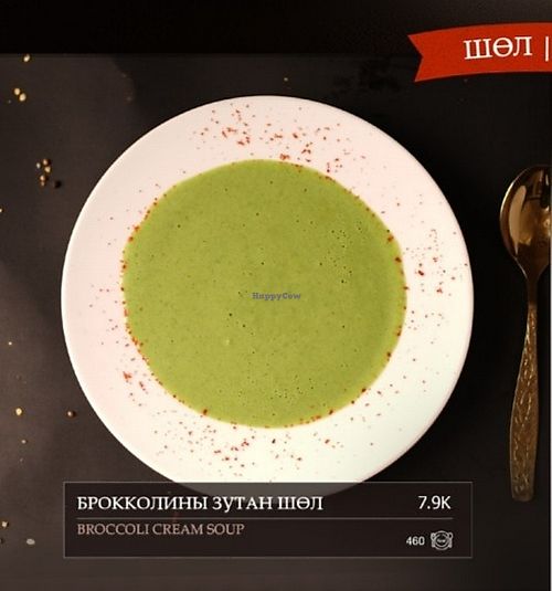 The menu section for soups. Please double-check the ingredients with the restaurant staff and specify "vegan". at Nomadic Restaurant in Arvaikheer