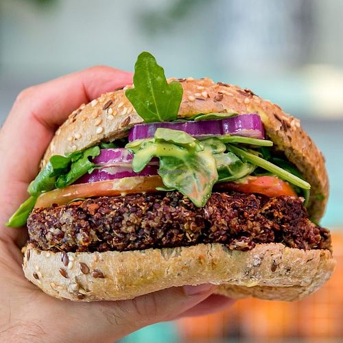 quinoa burger at Carrot Express - South Beach in Miami Beach