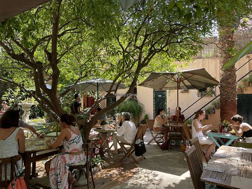 Garden seating at Temple Natura in Mallorca