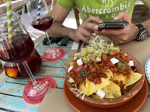 Loaded nachos and sangria at Temple Natura in Mallorca