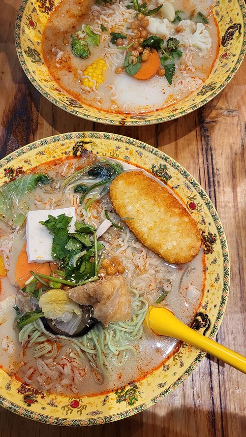 Hashbrown and spring roll are vegan but fried with the same tray of oil with animal products at Dragon Hot Pot  in Clayton