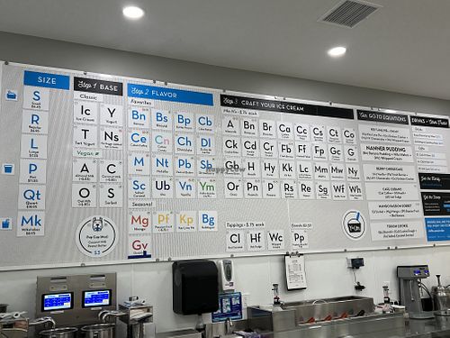Menu with clearly marked vegan options   at Chill-N Ice Cream in Bluffton