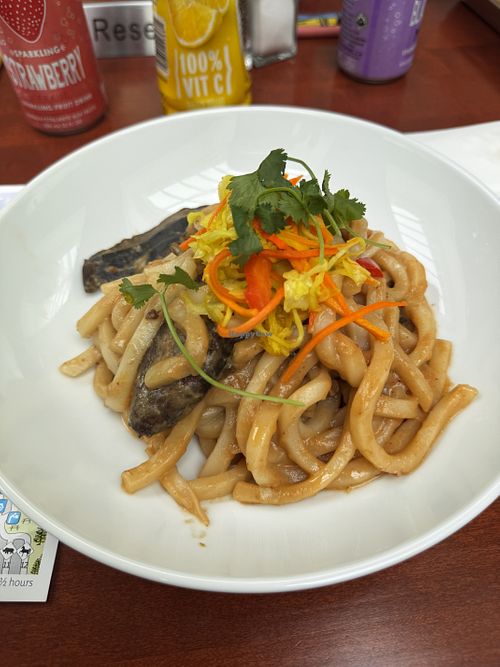 The peanut noodle dish was okay. Could have been made really nice with just some little changes  at the Blue Poppy Restaurant in Brentwood Bay