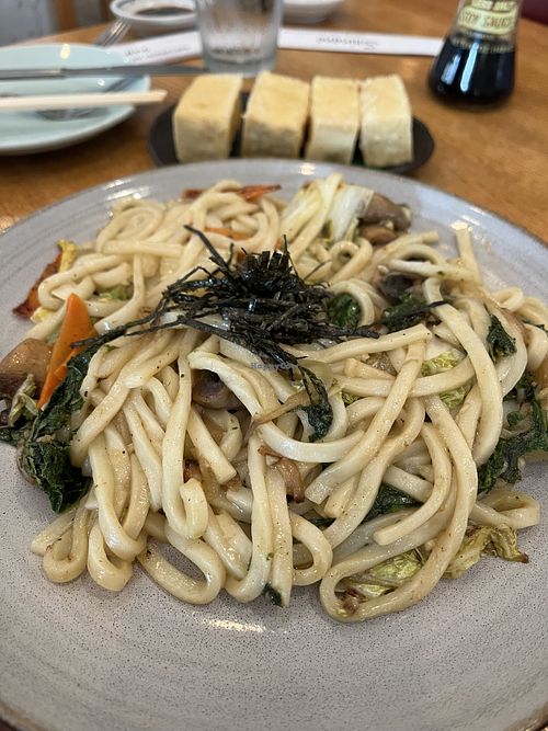 Yaki Udon (no sauce) and side of tofuu  at Shinano Sushi Bar & Japanese Cuisine in Cleveland