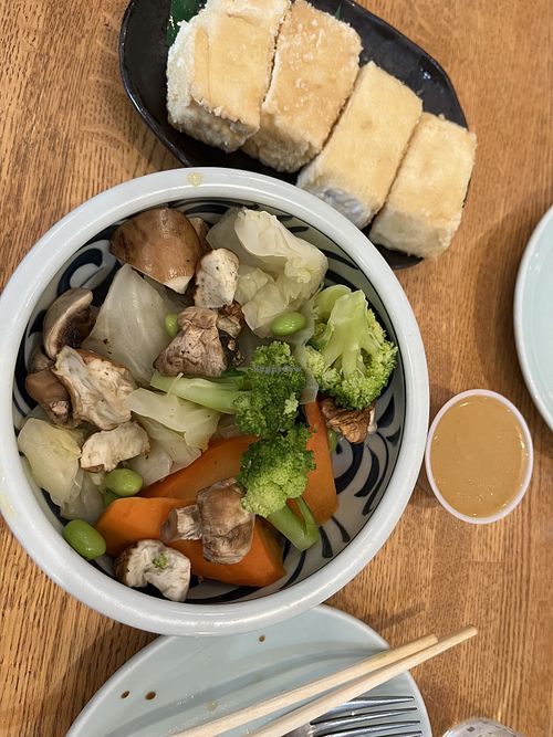 Steamed vegetables and side of tofuu  at Shinano Sushi Bar & Japanese Cuisine in Cleveland