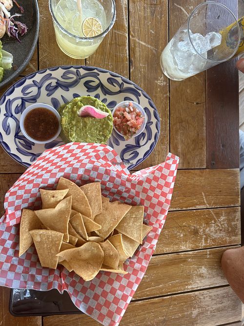 Chips and guac  at Milky Beach Cabo in Baja California Sur